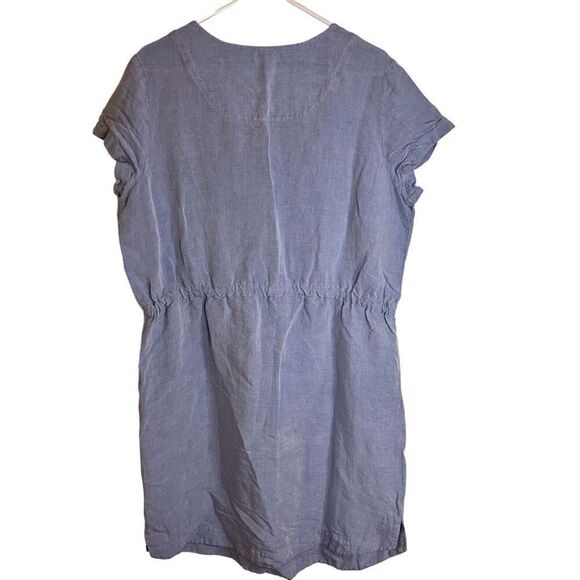 Joules Womens Chambray Shift Size 12 Denim Linen Dress Drawstring Beach Travel - Picture 3 of 8